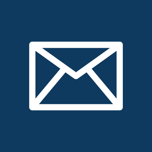 Icon of a white envelope on a dark blue background.