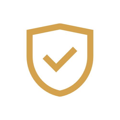 Gold shield with a checkmark inside