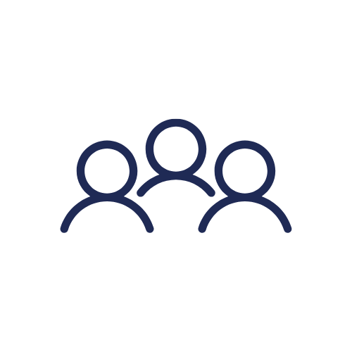 Simple icon depicting three people standing together.