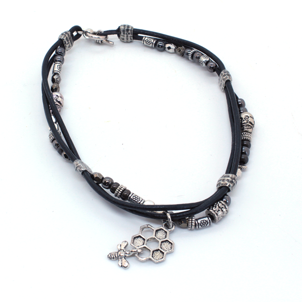 Tap Dance—Black and Silver Anklet