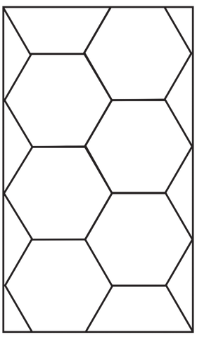 Geometric drawing of an outline square with sections divided by vertical, horizontal, and diagonal lines.