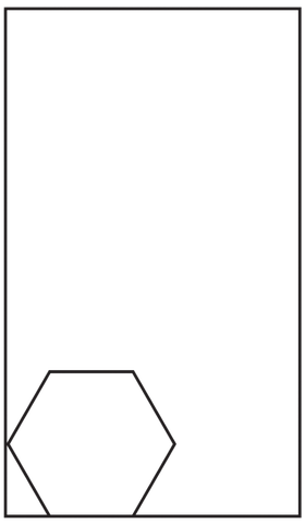 Geometric drawing of an outline square with sections divided by vertical, horizontal, and diagonal lines.