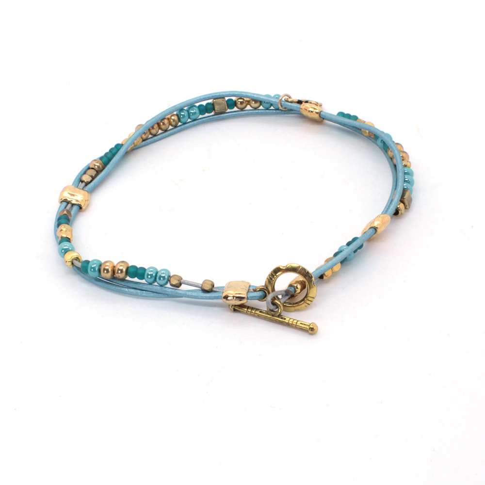 Tap Dance-Turquoise and Gold Anklet