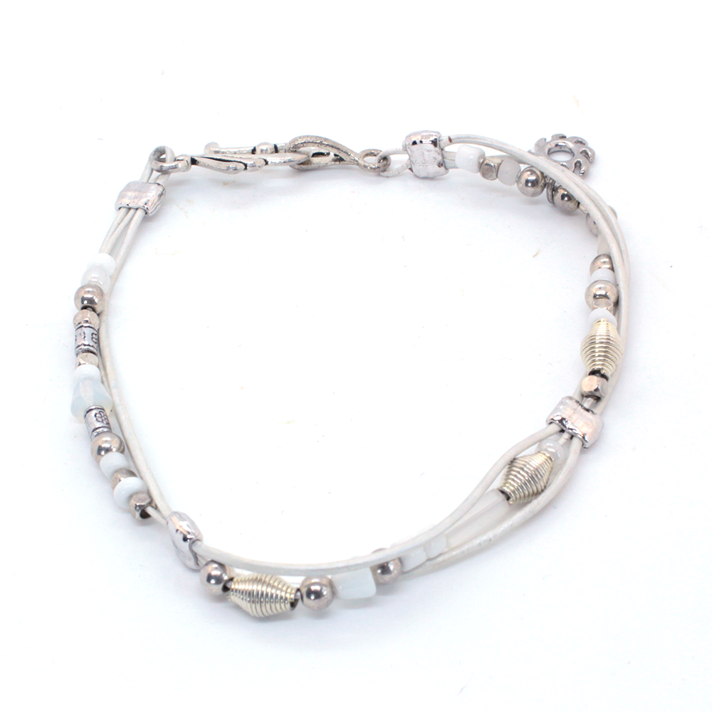 Tap Dance—White and Silver Anklet
