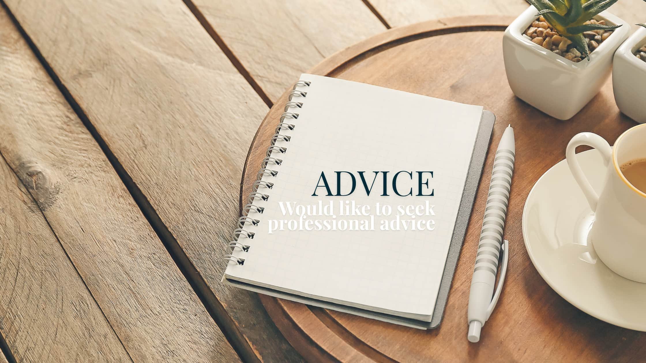 advise notebook and a pen