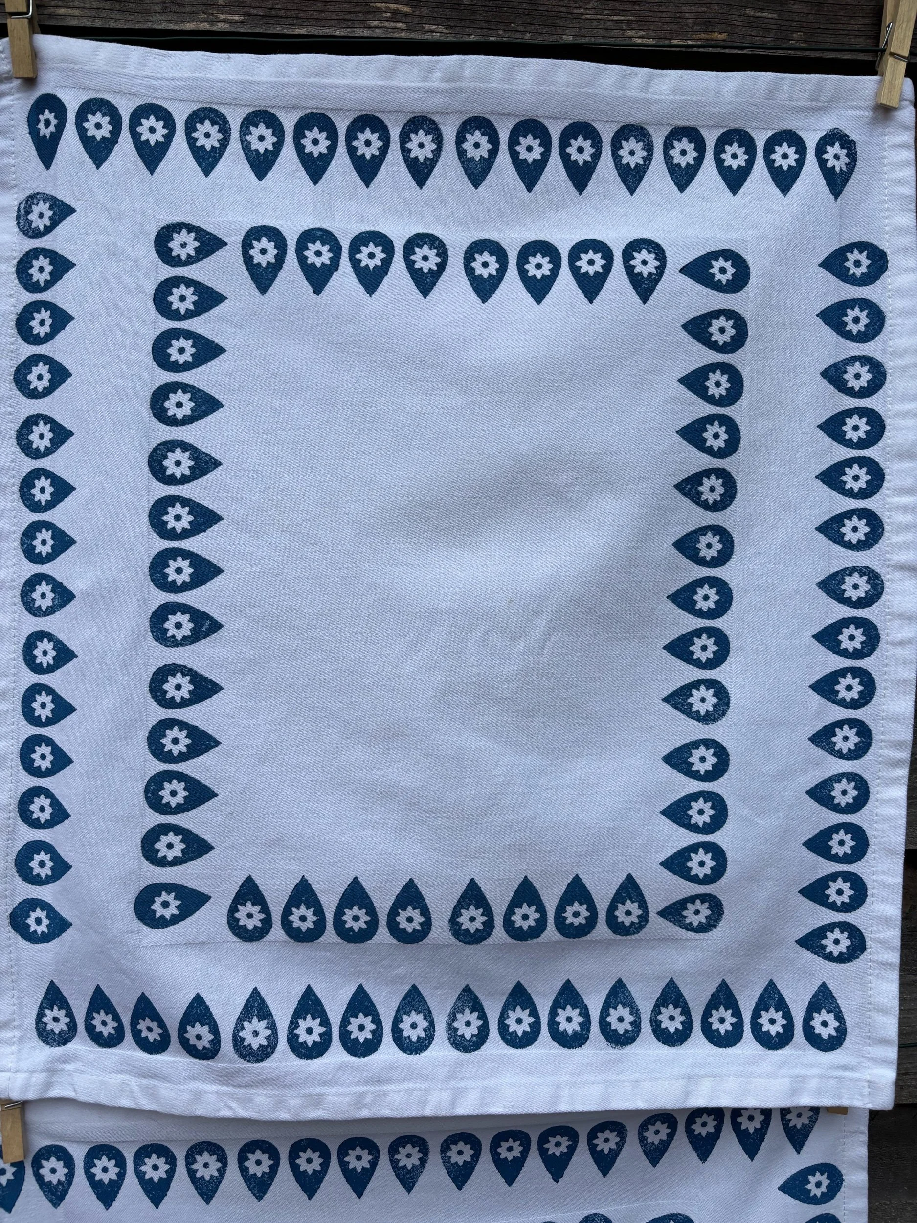 Set of Four Woodblock Printed Egyptian Cotton Napkins - Geometric