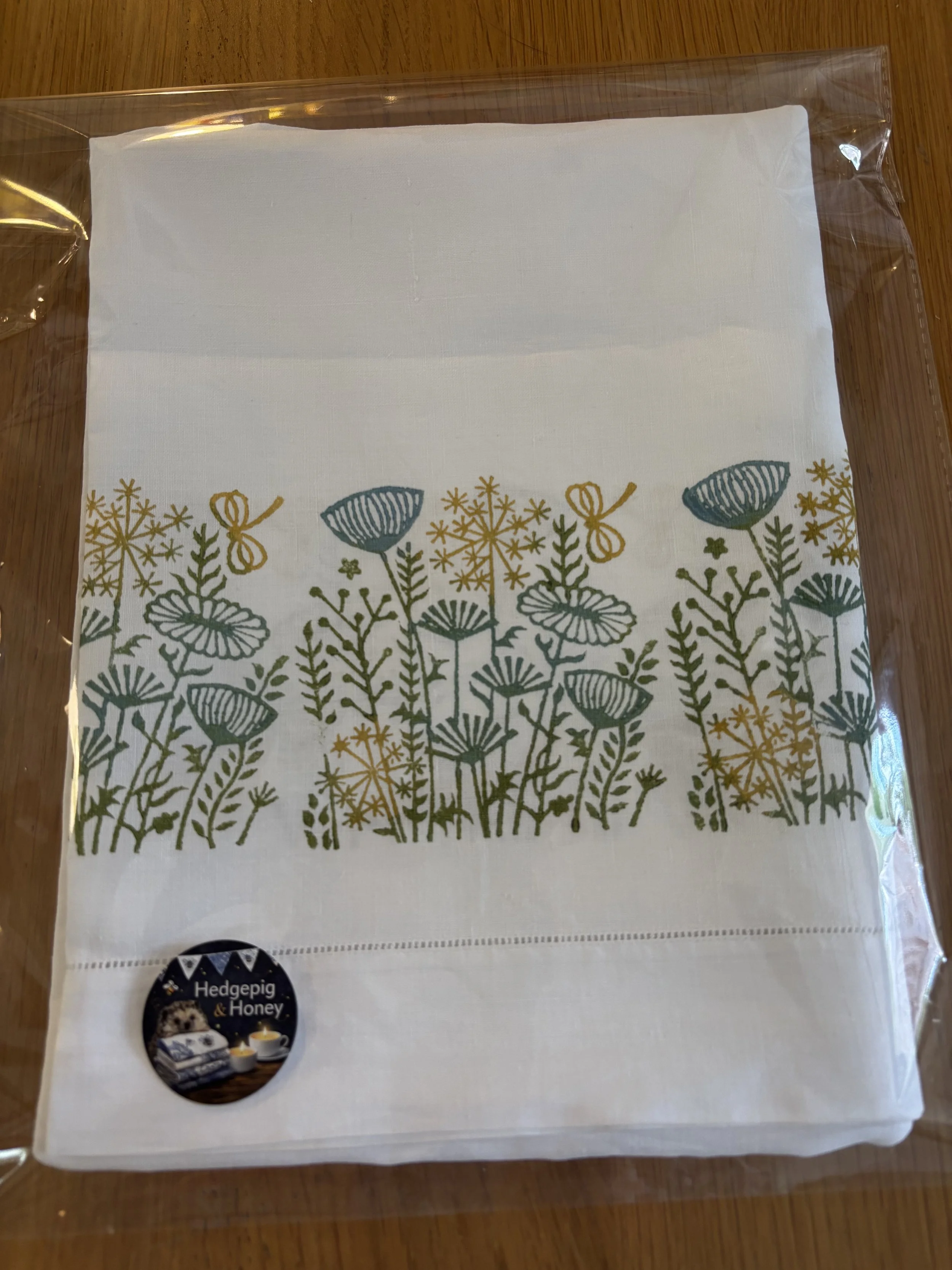 Upcycled Vintage Tablecloth Woodblock Printed