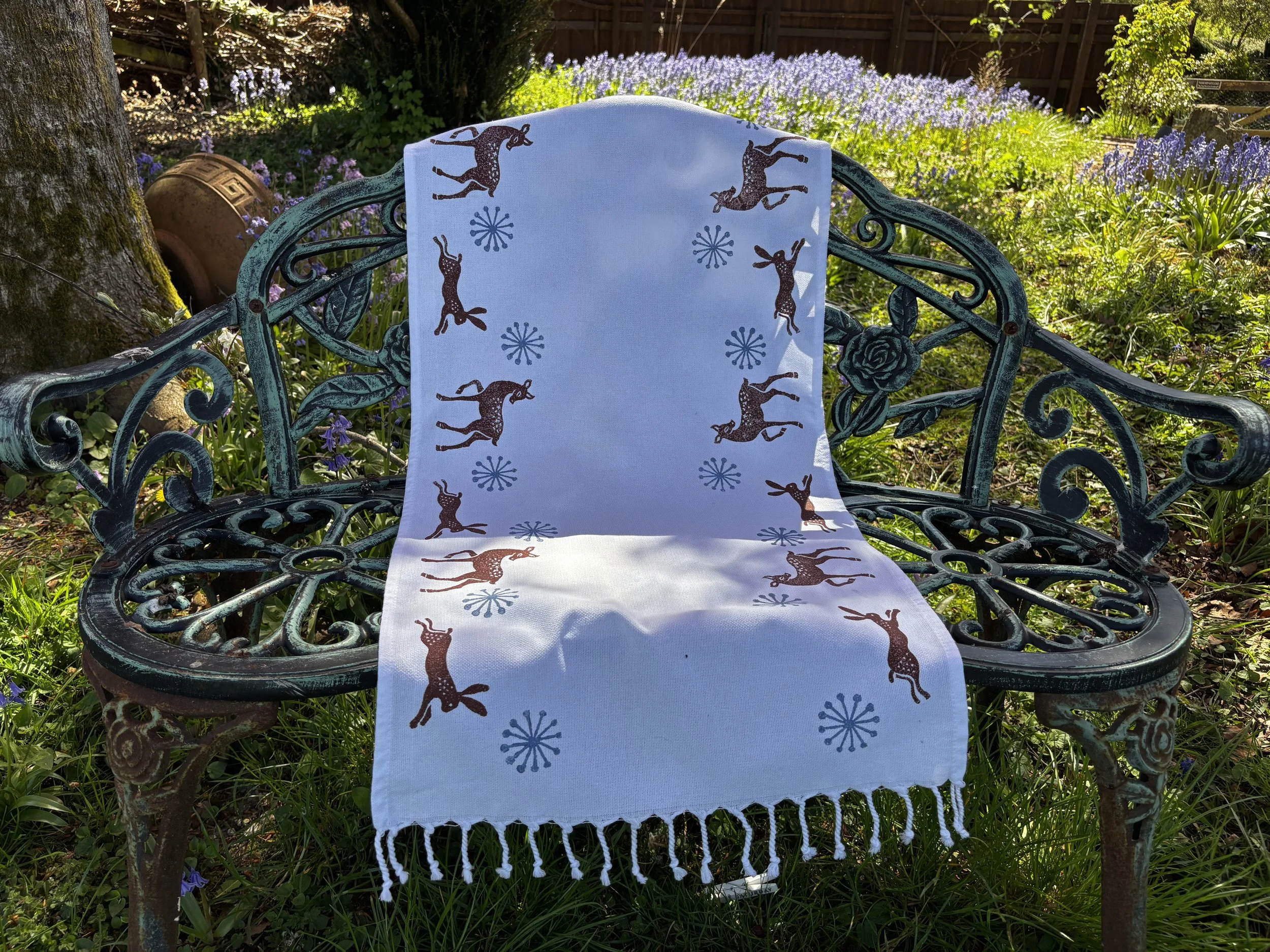 Woodblock Printed Cotton Table Runner