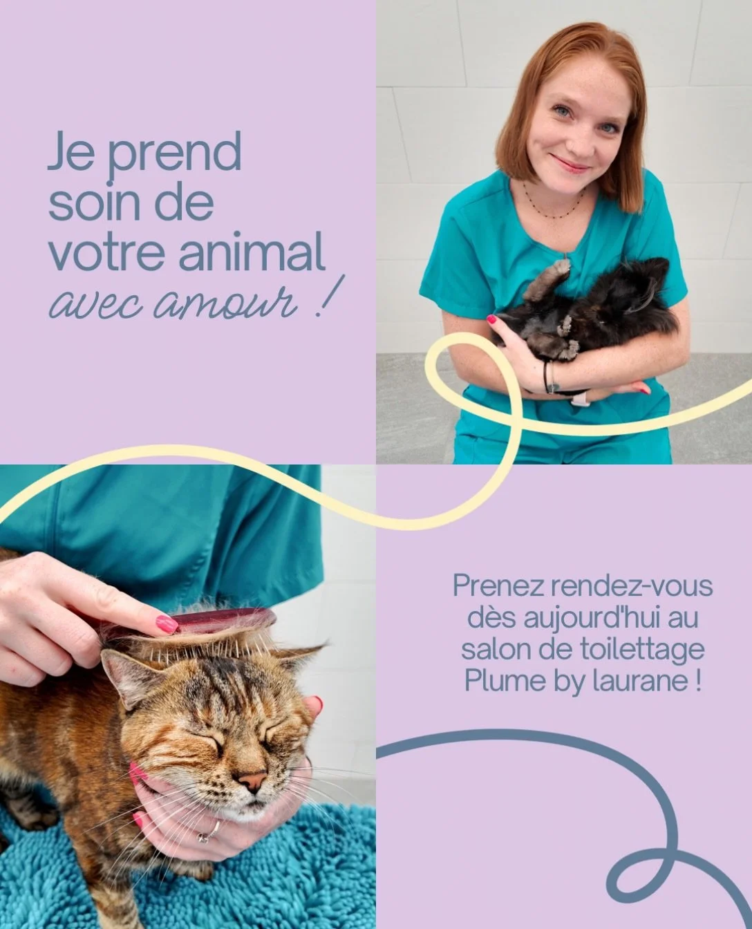 🐾 Chaque animal m&eacute;rite douceur, patience et amour. 💜

Derri&egrave;re chaque toilettage, il y a surtout une envie : prendre soin de vos compagnons &agrave; quatre pattes, respecter leurs besoins et leur offrir un moment de bien-&ecirc;tre. ?