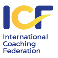 International Coaching Federation logo with yellow, green, and blue lettering and a checkmark design.