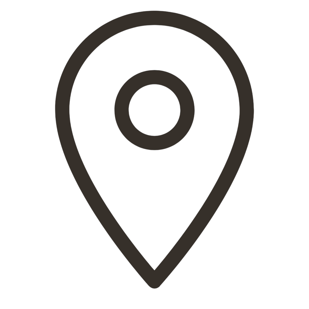 Blank location pin icon in black and gray.