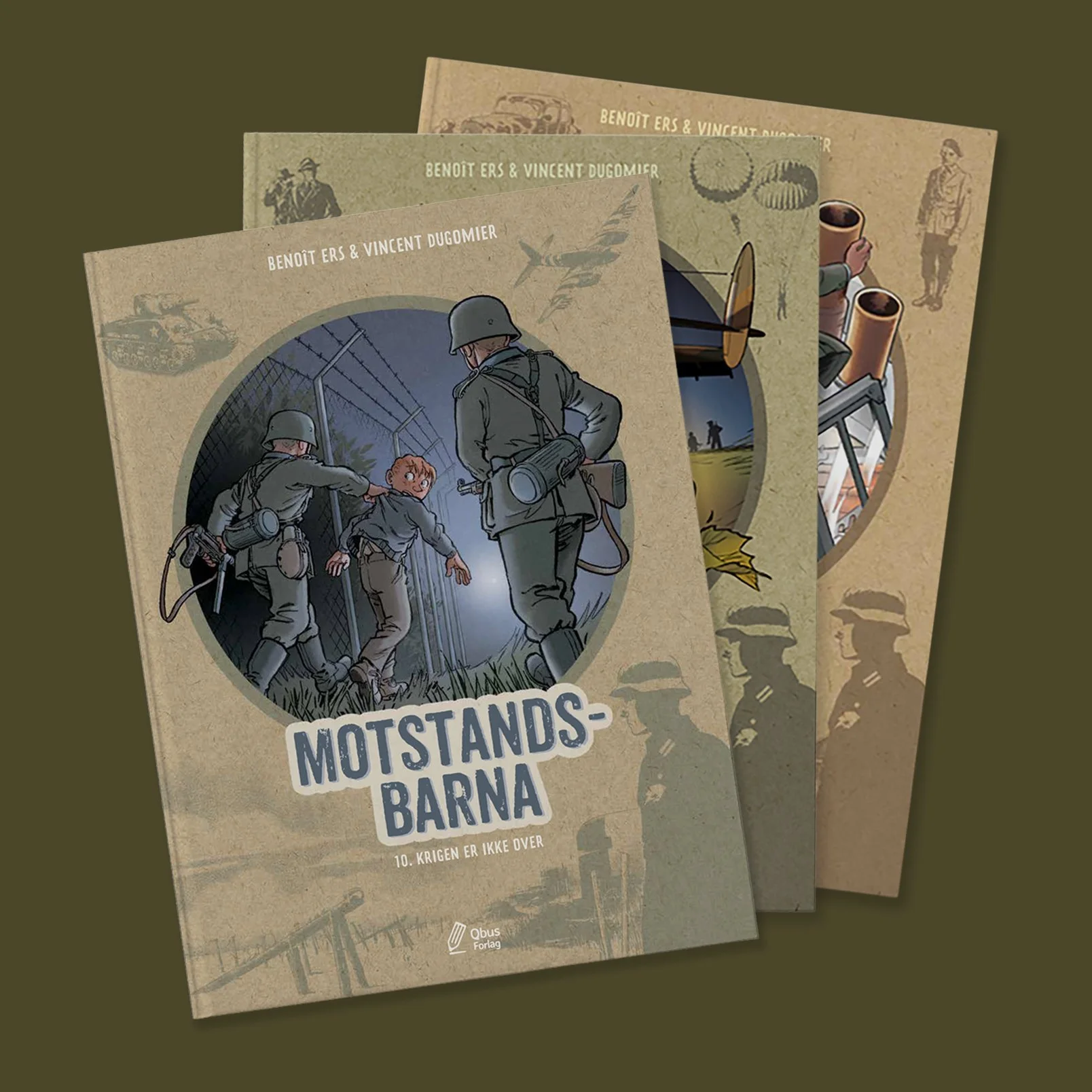 Motstandsbarna serie 1-10, Qbus Forlag (tidligere QlturRebus).
Tegneserie.
Norsk layout, omslagstilpasning og lettering
