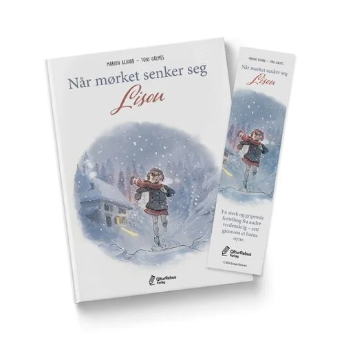 Når mørket senker seg, Lisou, Qbus Forlag (tidligere QlturRebus).
Tegneserie.
Norsk layout, omslagstilpasning og lettering