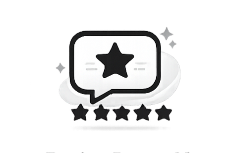 A speech bubble with a star inside, and five empty star outlines below.