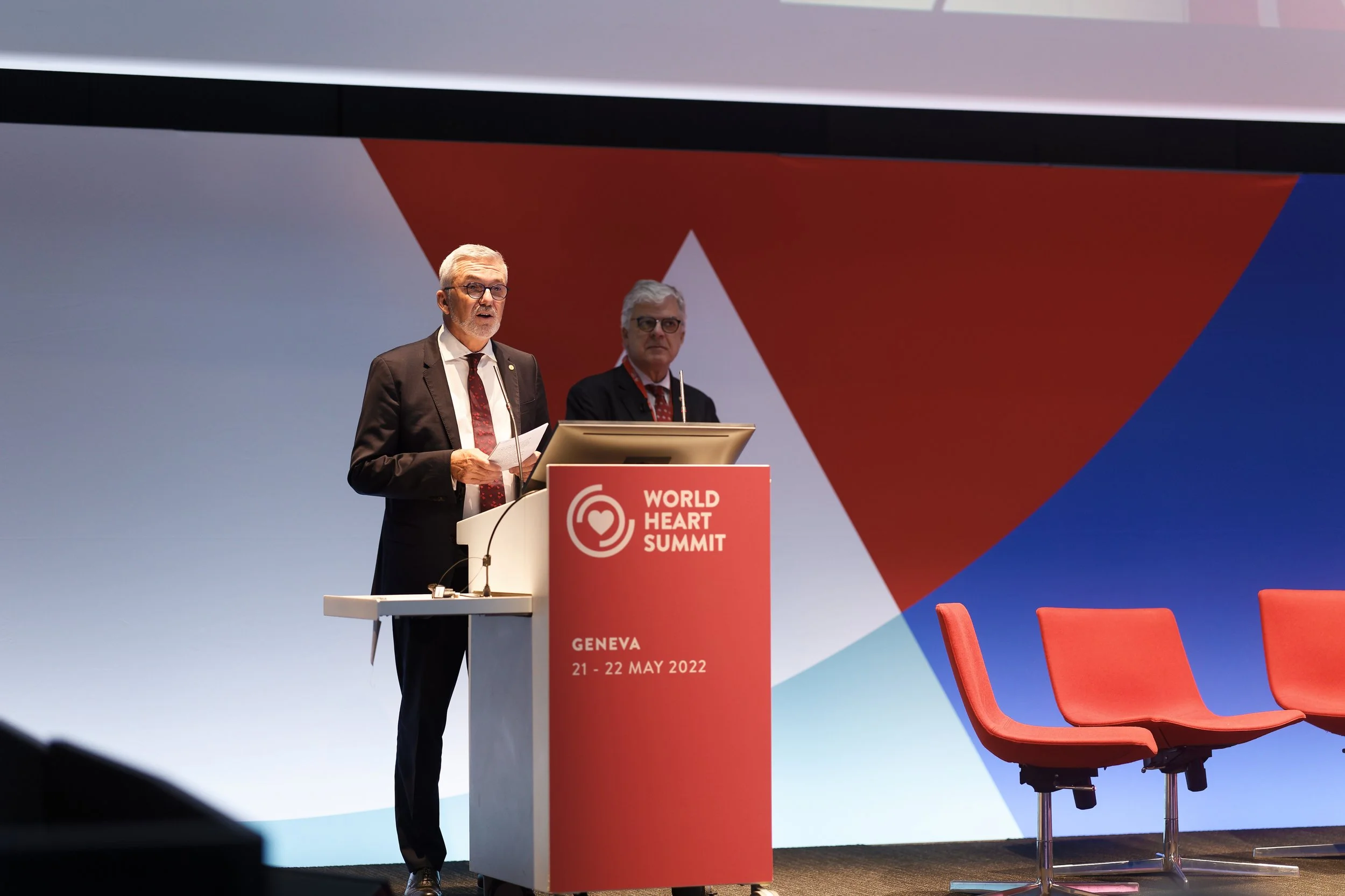 Photographe congrès médical Genève intervenant scène World Heart Summit conférence internationale Alain Grivel