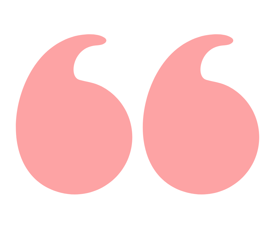 Große rosa Anführungszeichen auf schwarzem Hintergrund.