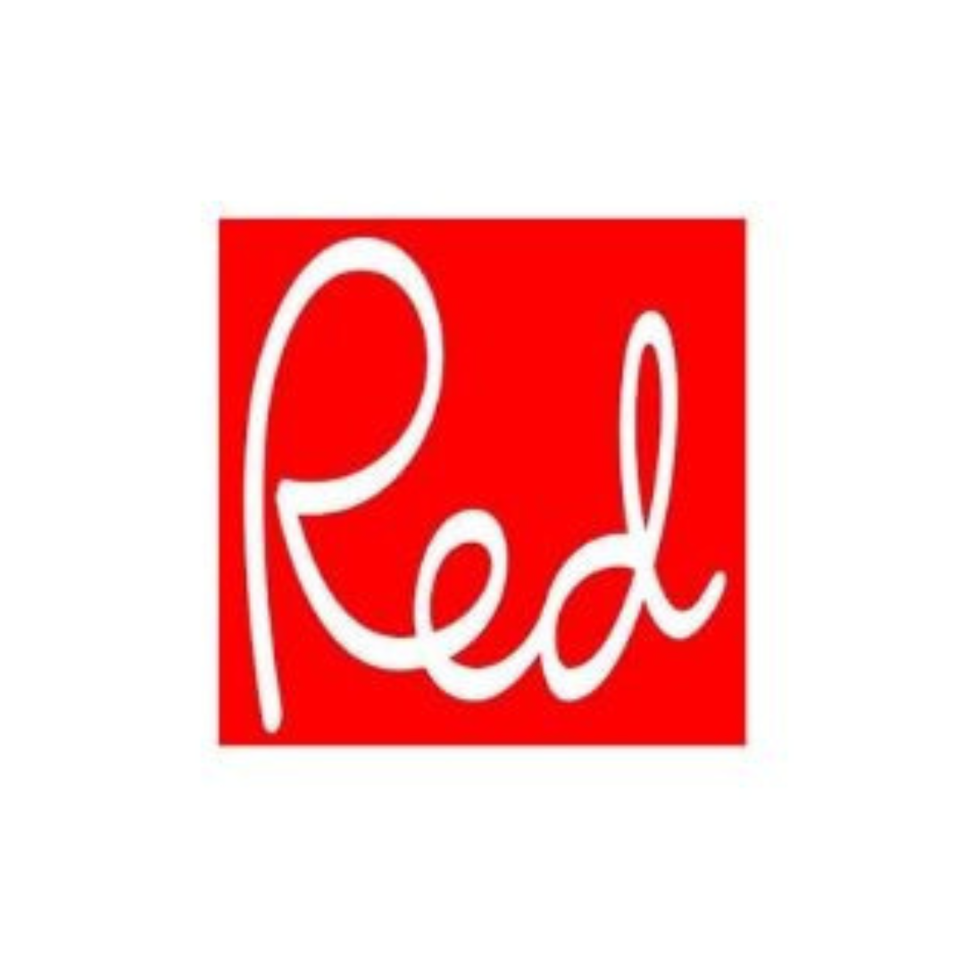 Red square with the word 'Red' written in white cursive text.