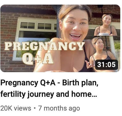 Thumbnail of a woman smiling outdoors with a brick house and window in the background, with a smaller inset image of the same woman and another woman, all related to pregnancy and fertility.