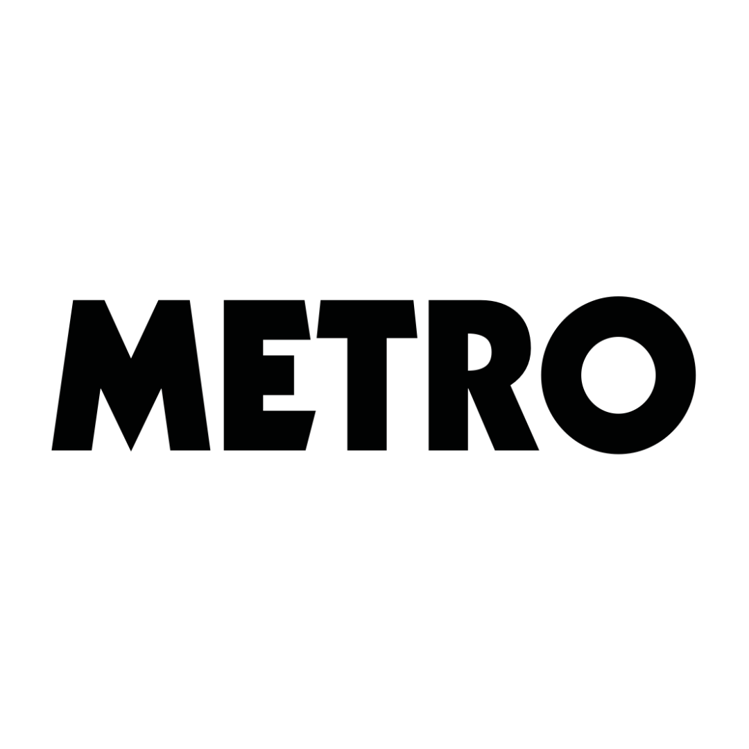 Bold black text spelling 'METRO' on a white background.