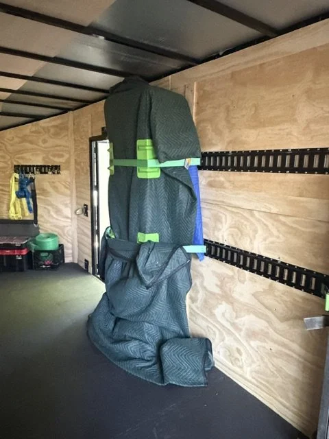 Packed and padded Antique Display cabinet.