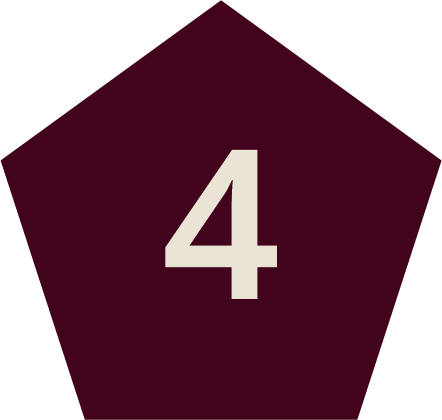 Purple pentagon with the white number 4 in the center.