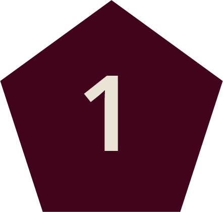 A maroon-colored pentagon with the number 1 in the center.