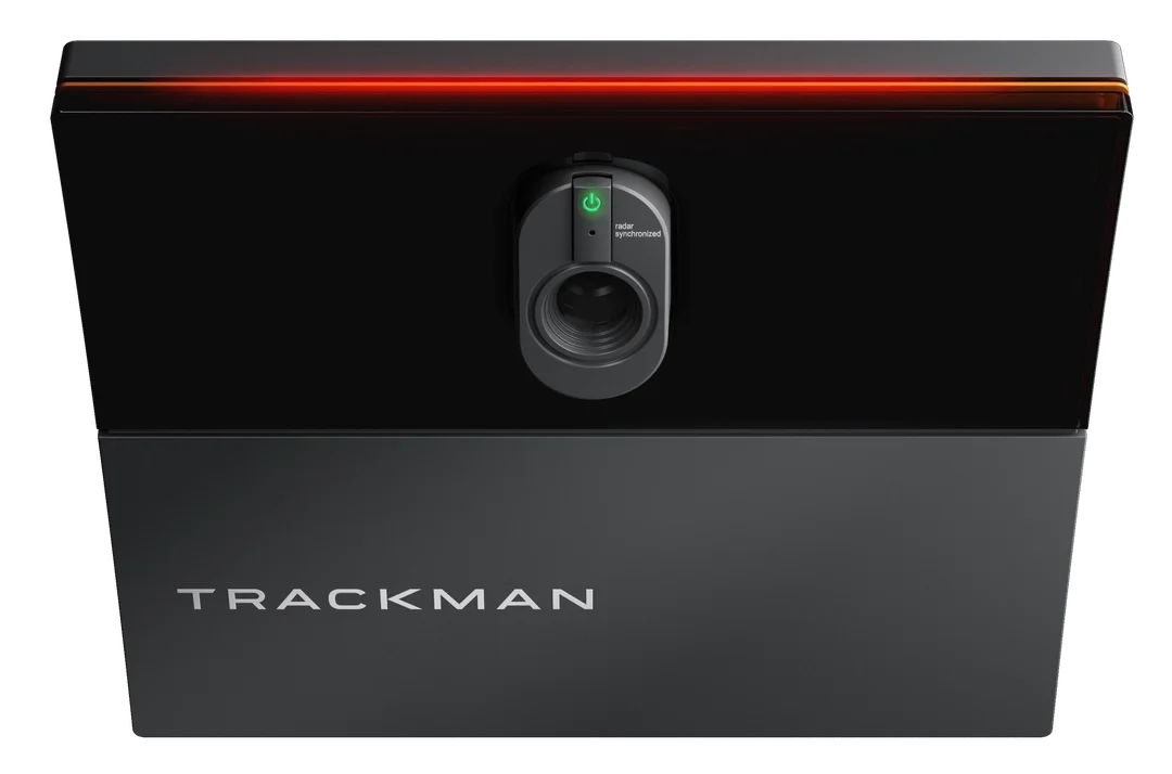 Trackman iO launch monitor used for indoor golf simulator.