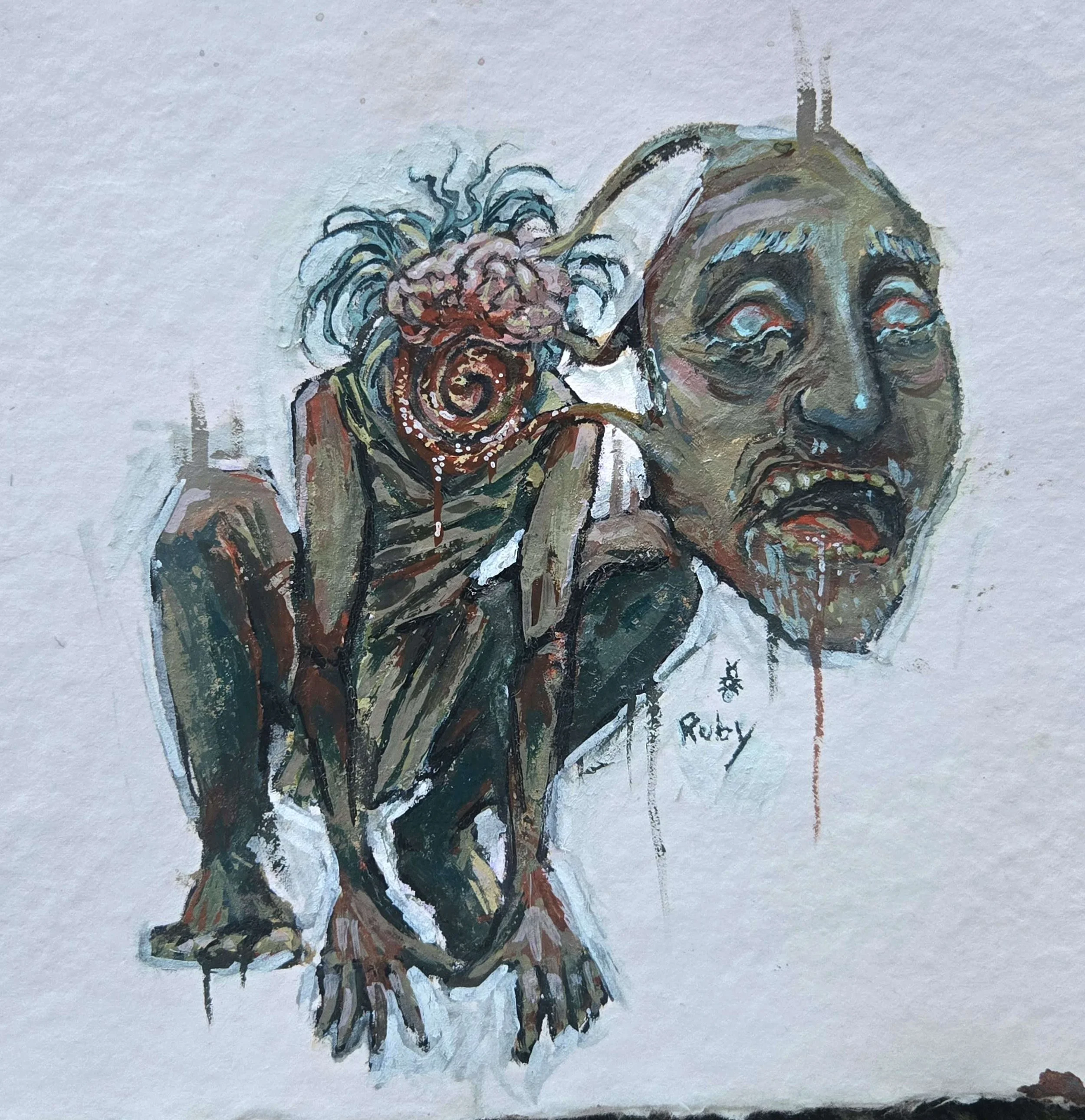 Face Scrape
(gouache paint on cotton paper)