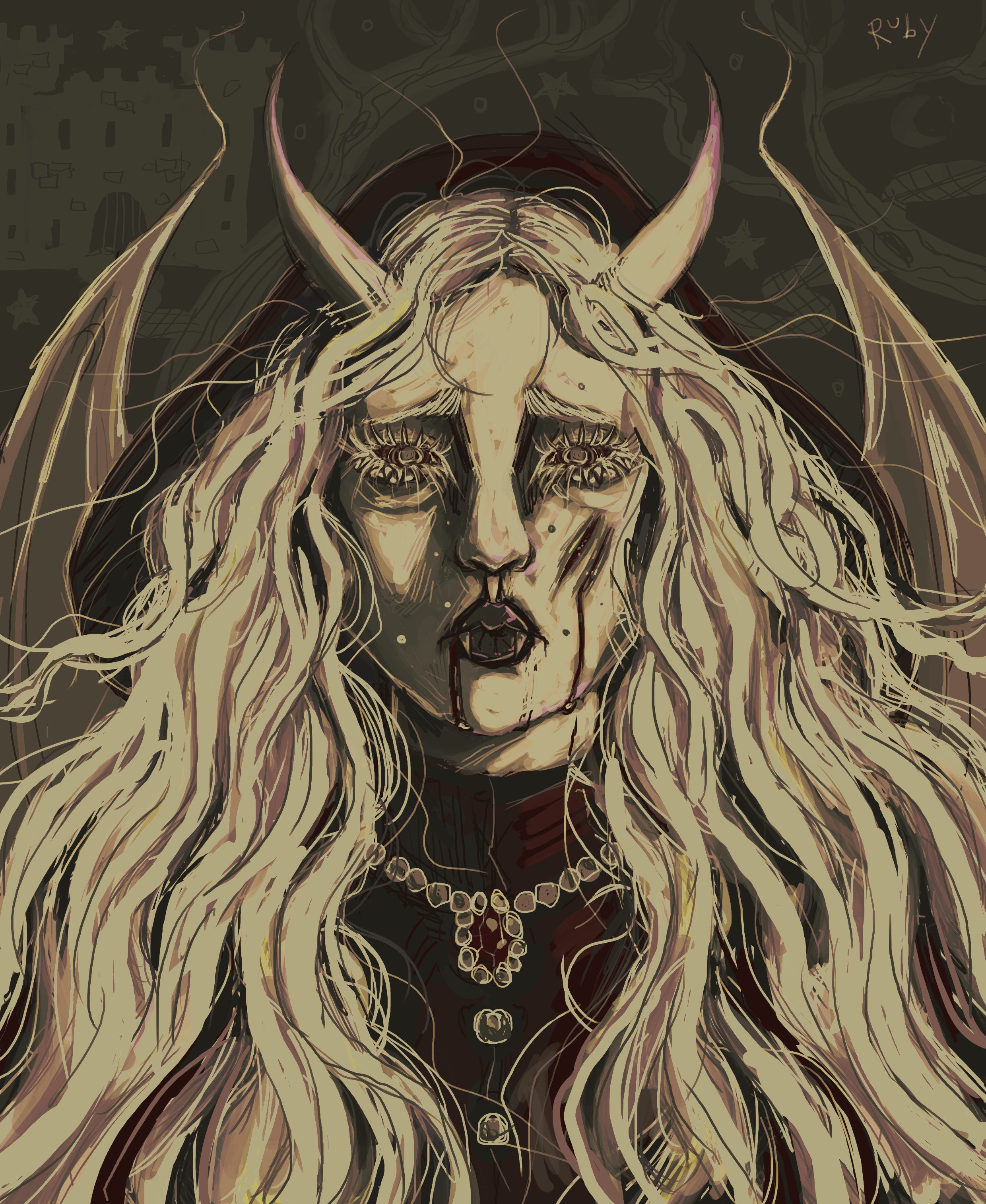 Vintage Vampire (digital illustration, procreate) 