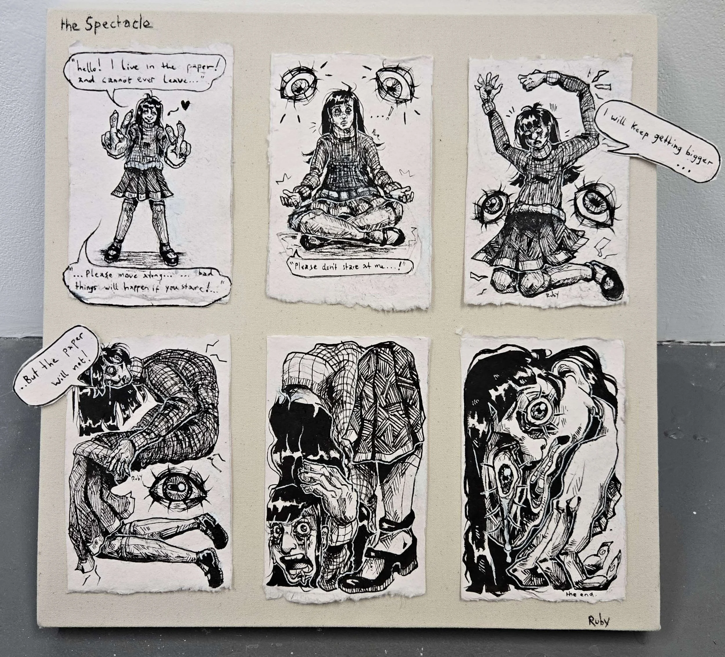 The Spectacle Mini Comic
(acrylic pen on paper, canvas)