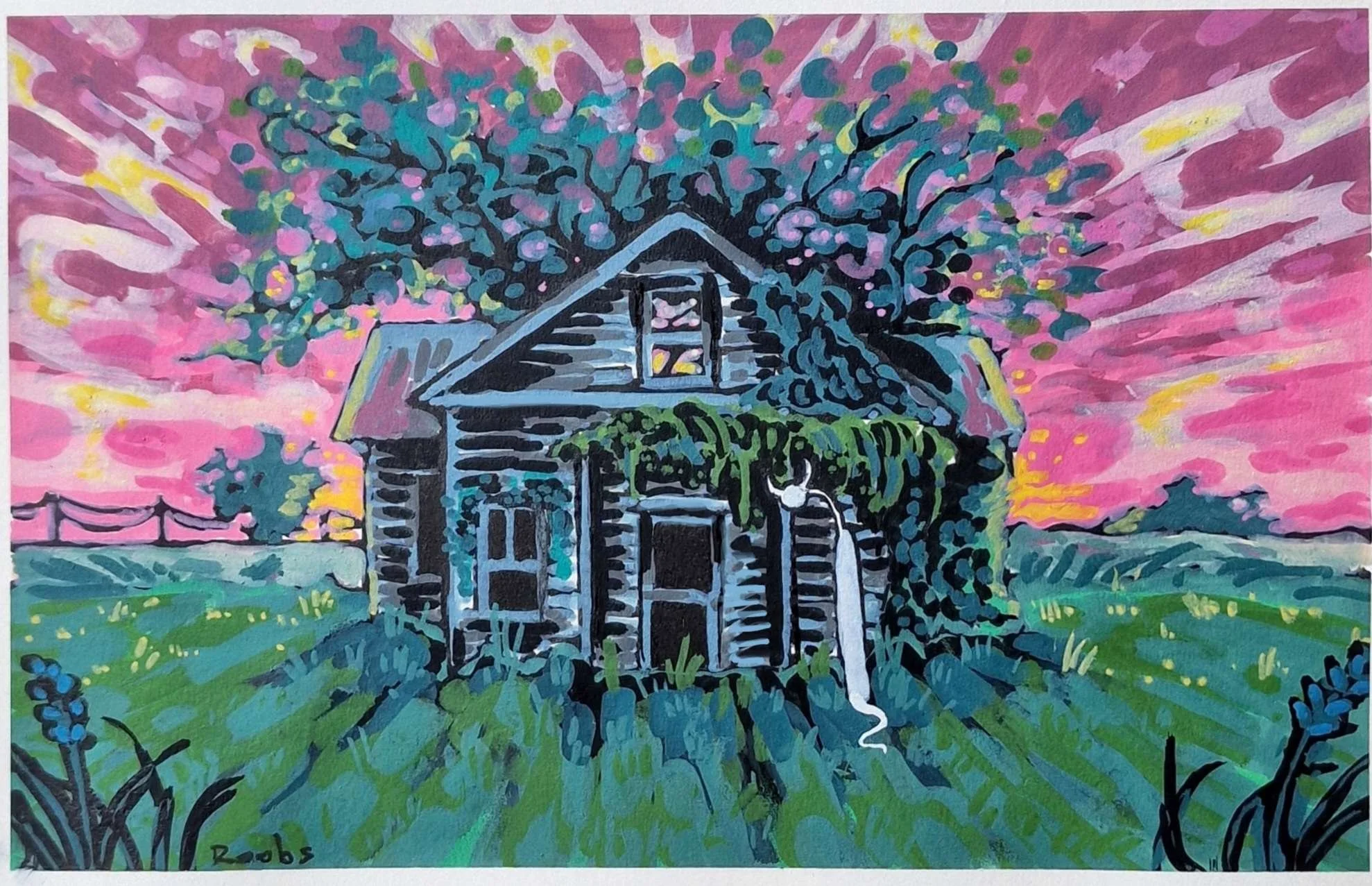 Not-so-Abandoned House (acrylic markers on paper)