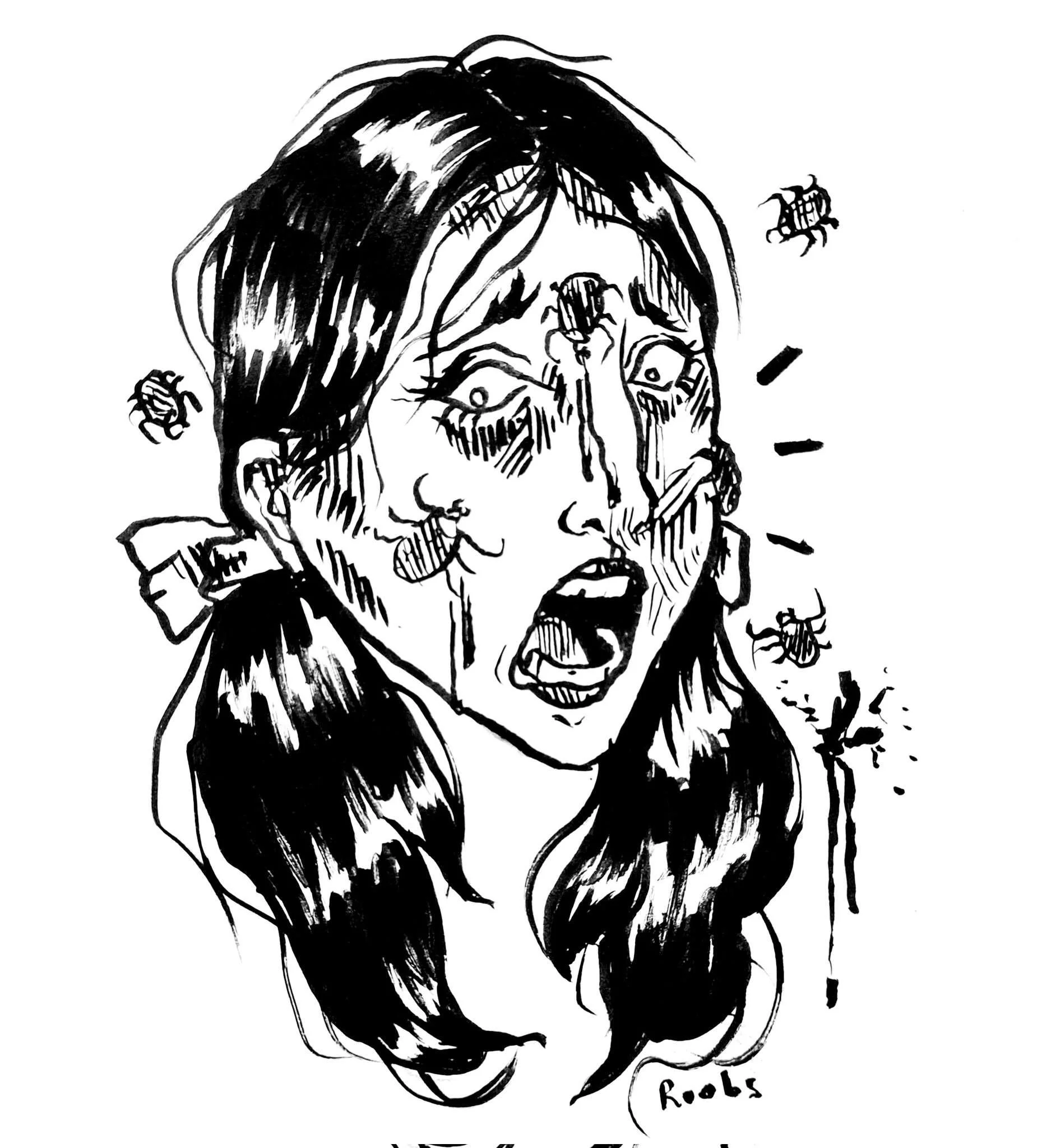 Get Them Off ME Oh My GOD! (acrylic pen on paper)