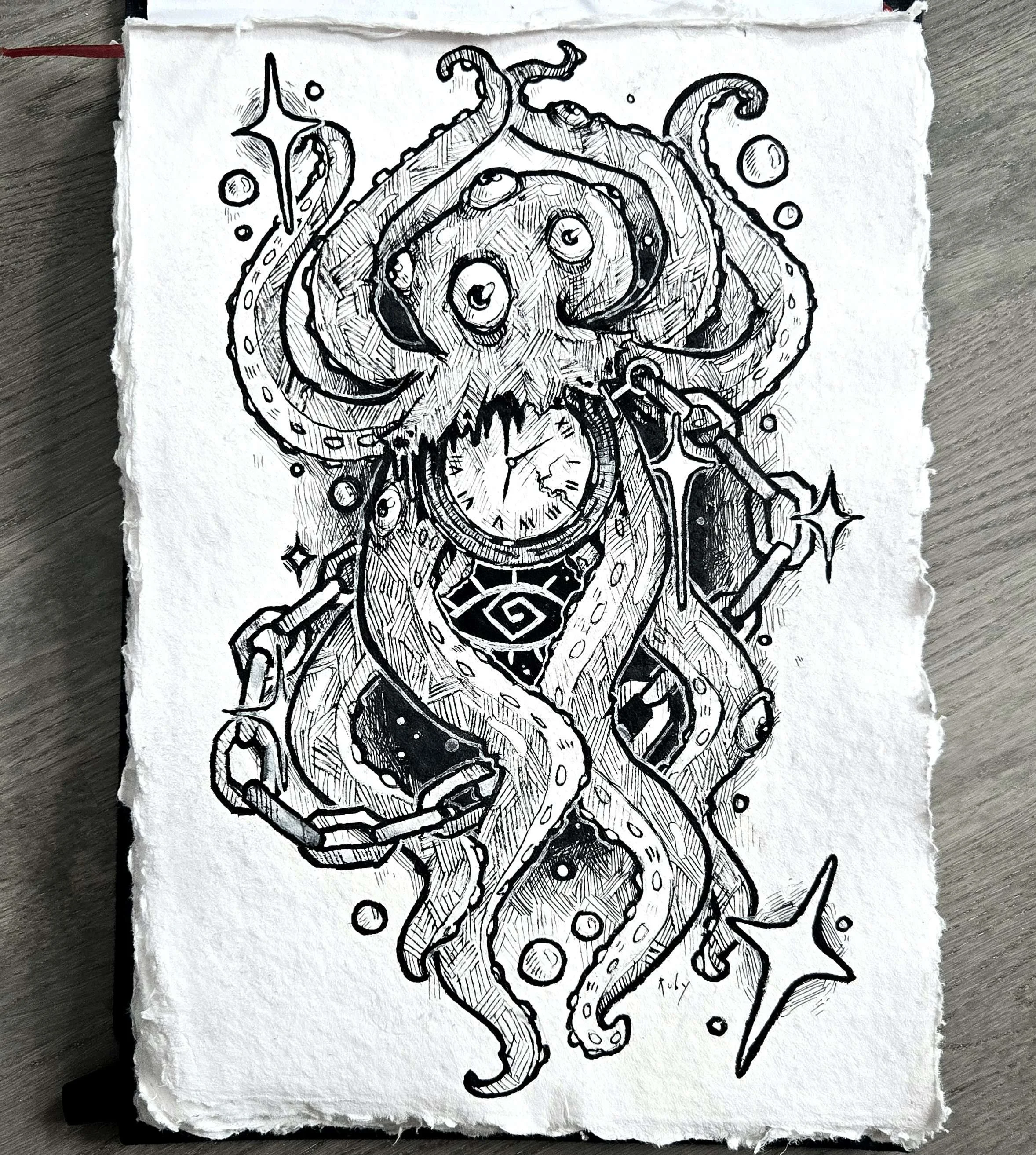 Tattoo Design commission (acrylic pen on cotton paper) 