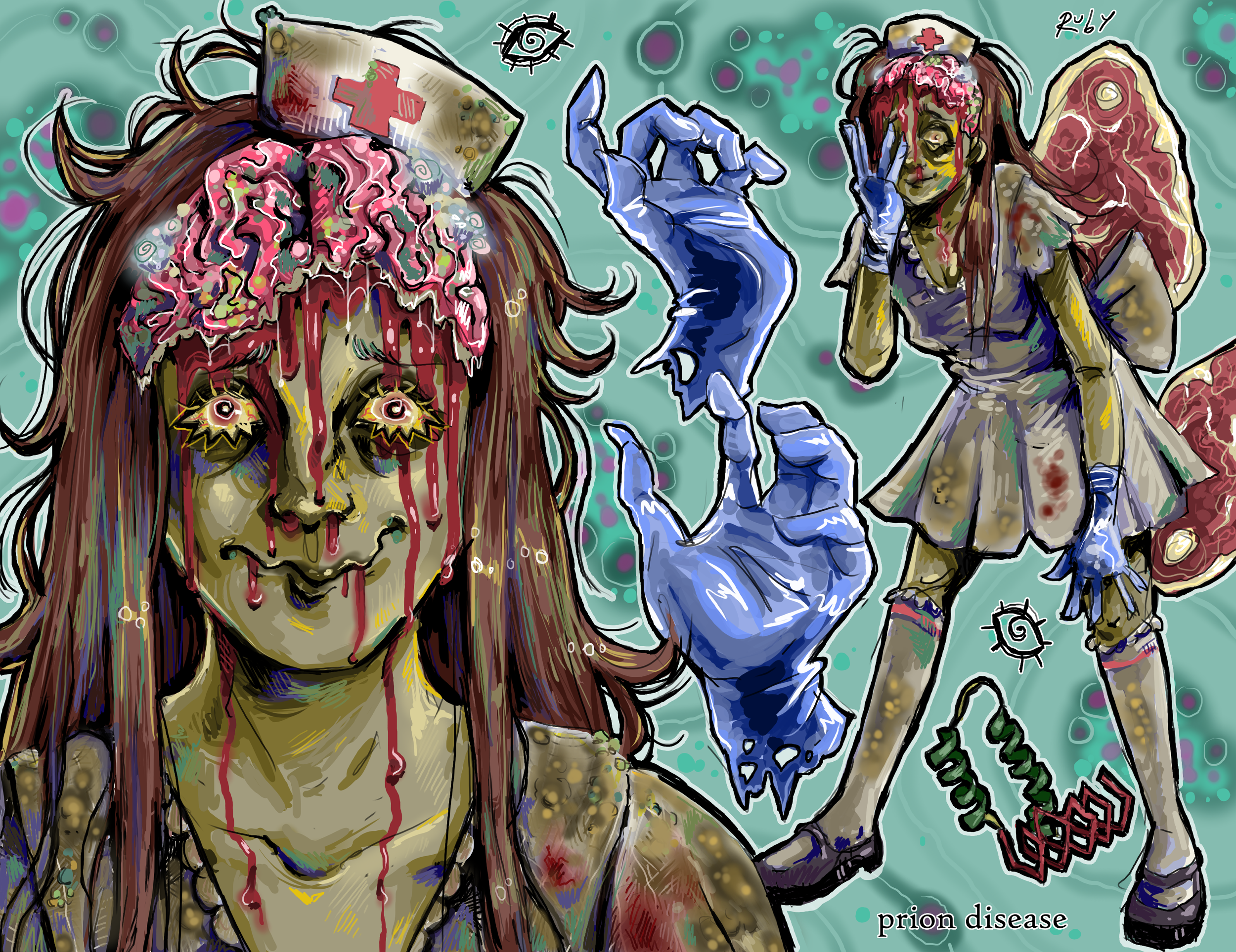 Prion Disease-chan (digital illustration, krita)