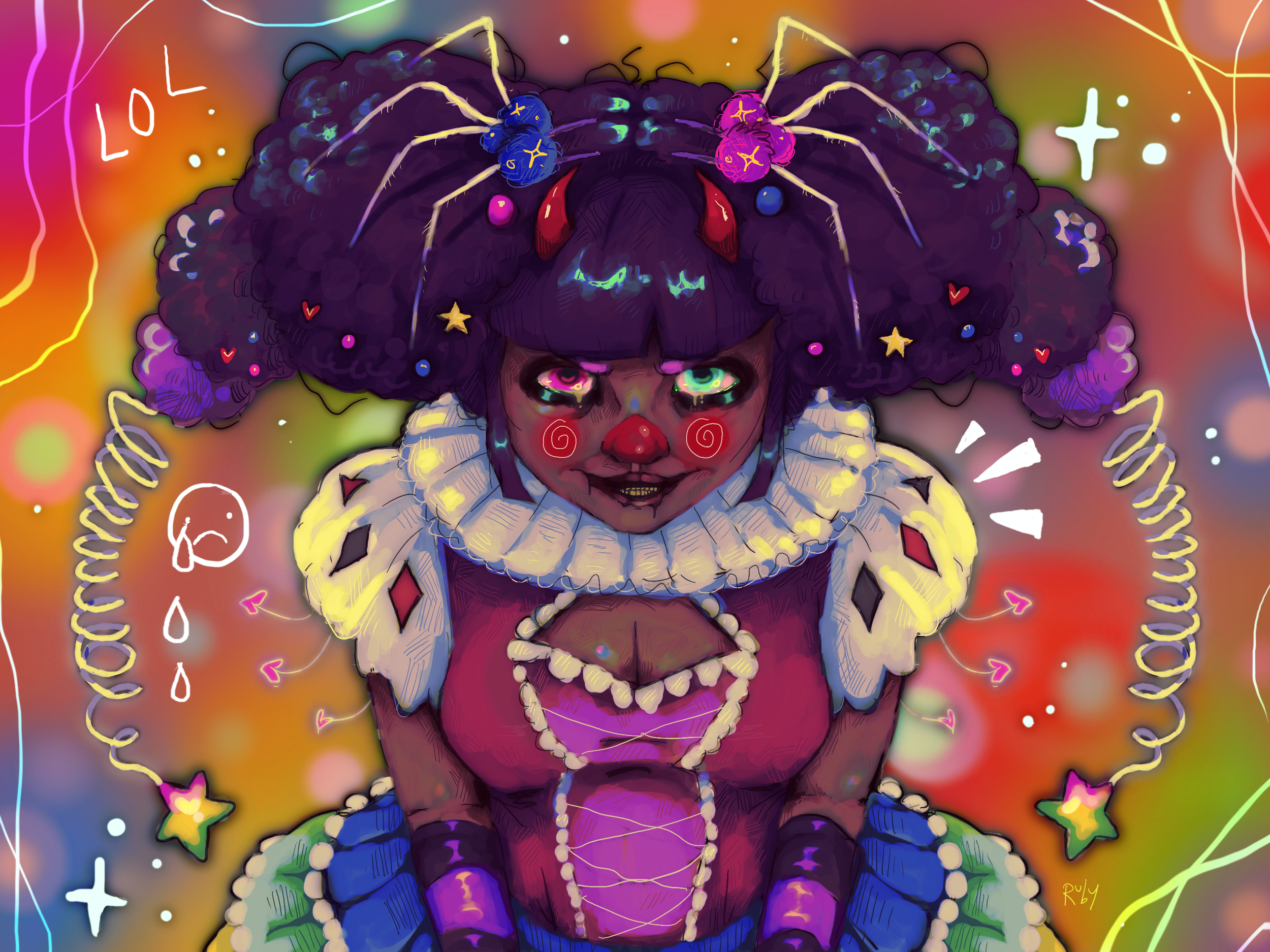 Clown Lady (digital illustration, procreate)