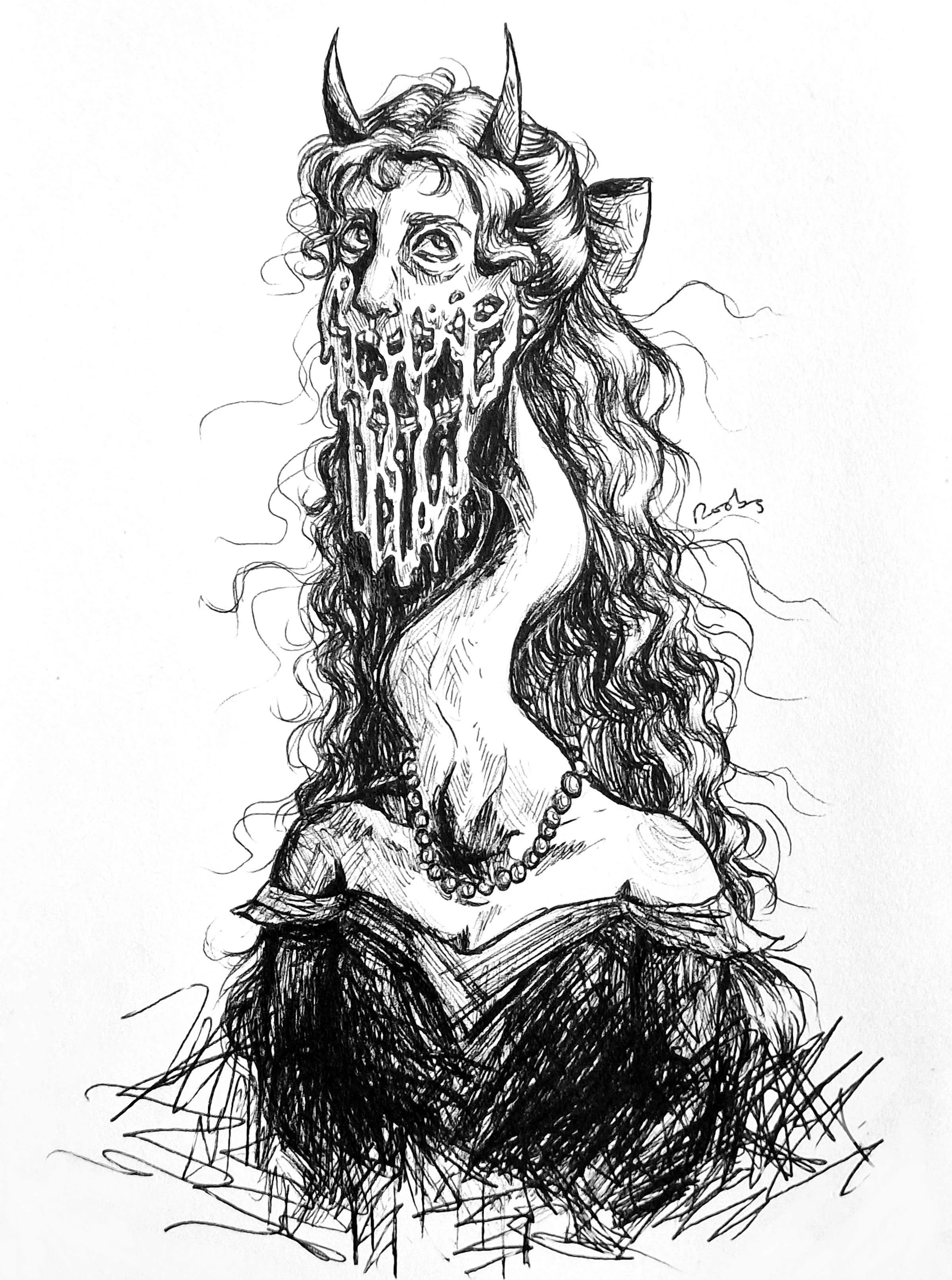 Lady of the Manor (ballpoint pen on paper)