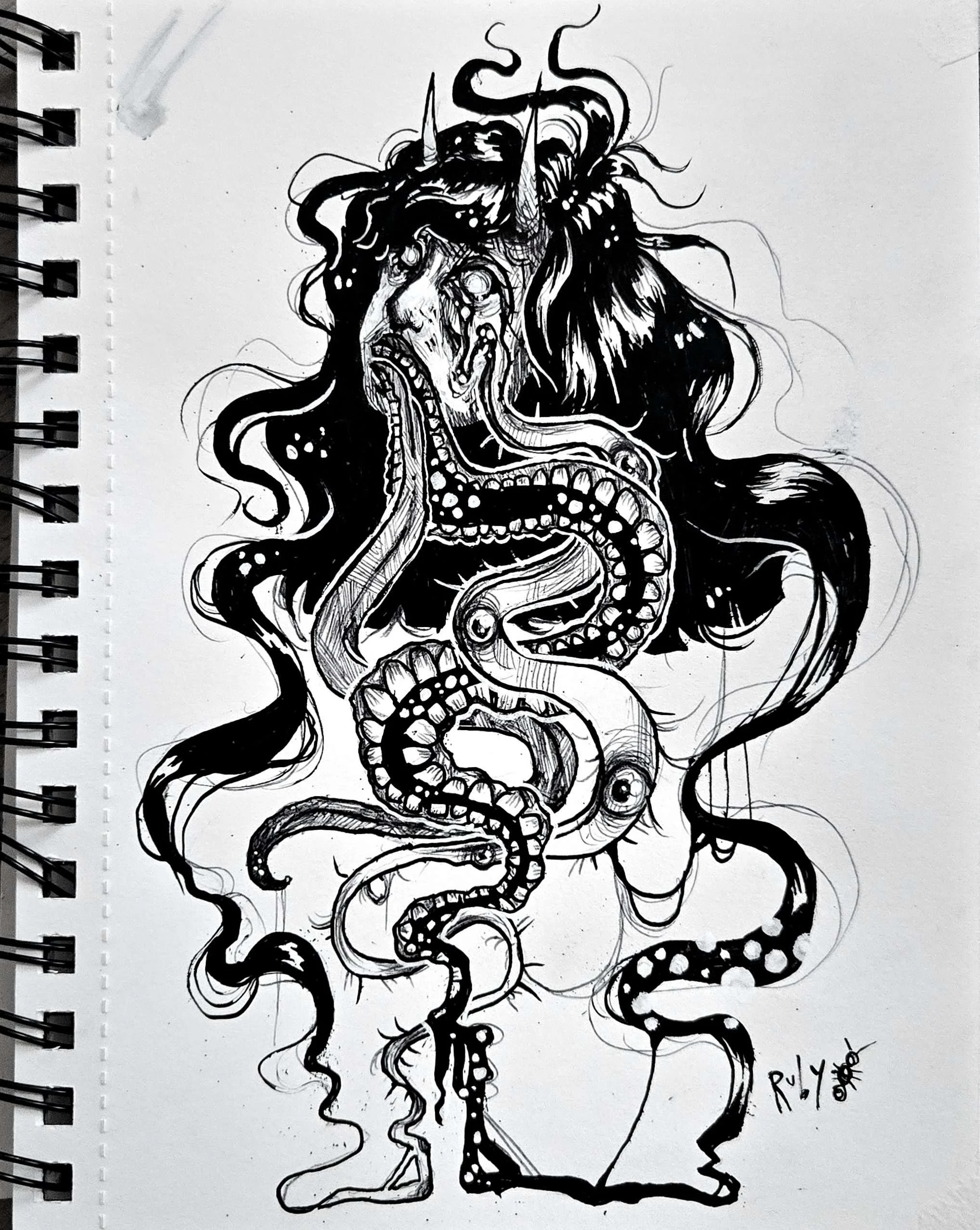 Octopus (fine liner pen on paper)