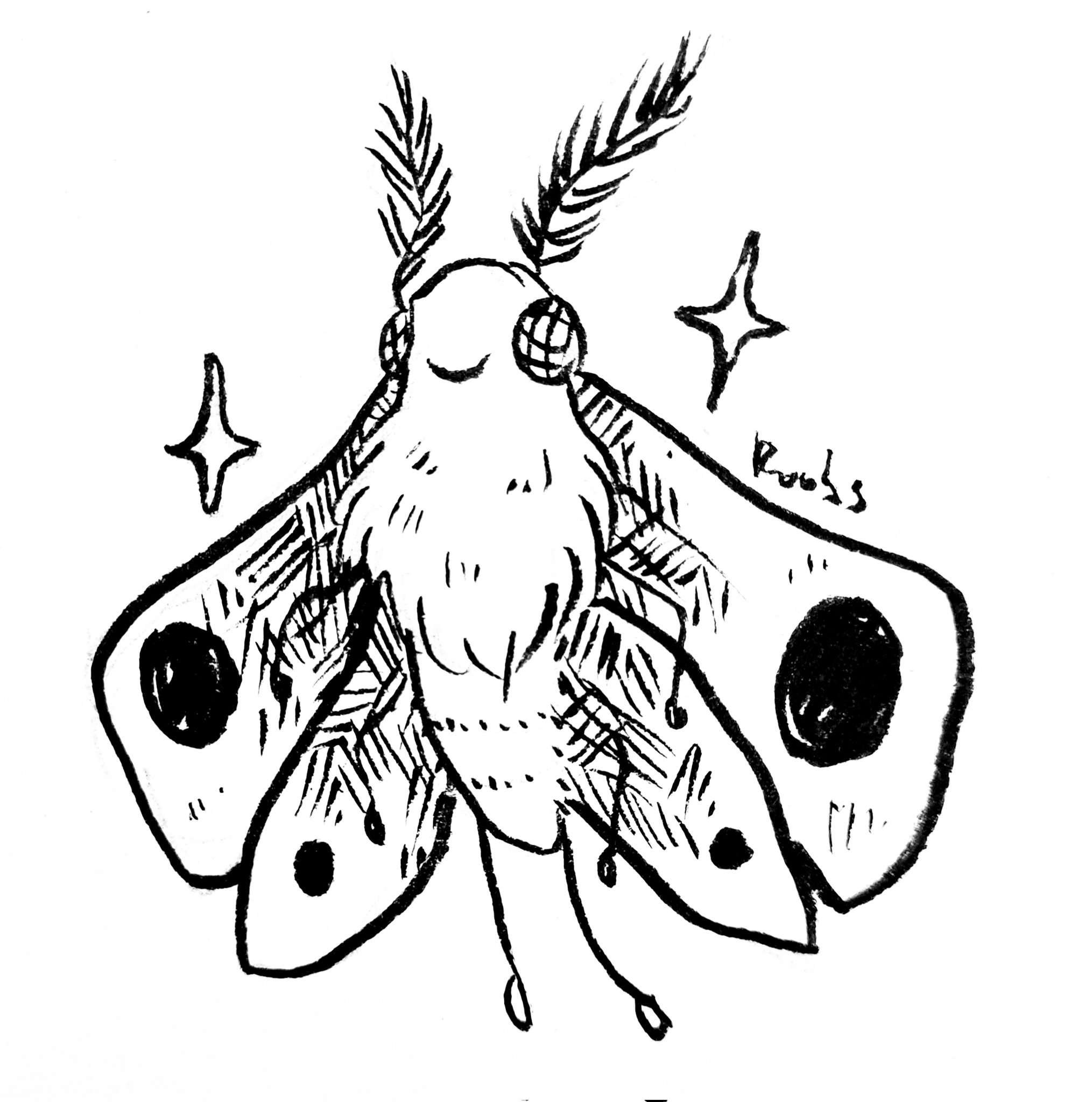 Happy Moth (acrylic pen on paper)