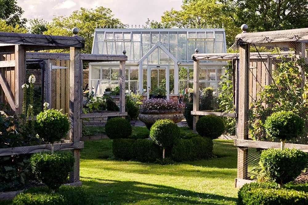Greenhouse in the gardens at Oxleaze Farm