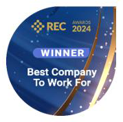 An award badge for the 2024 REC Awards, indicating 'Winner' for 'Best Company to Work For'.