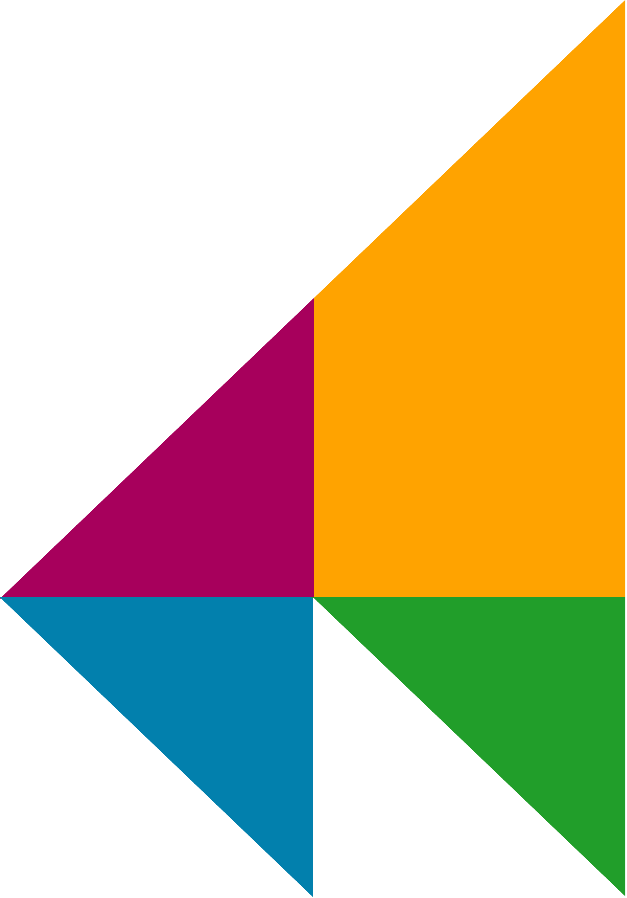 A colorful diamond-shaped puzzle piece with sections in black, purple, blue, green, yellow, orange, and white.