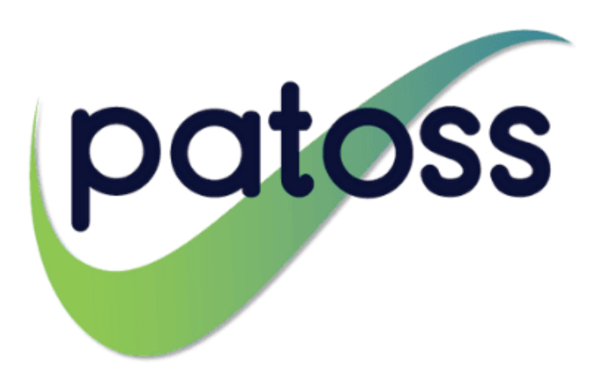 Logo of Patoss with blue text and a green swoosh around it.
