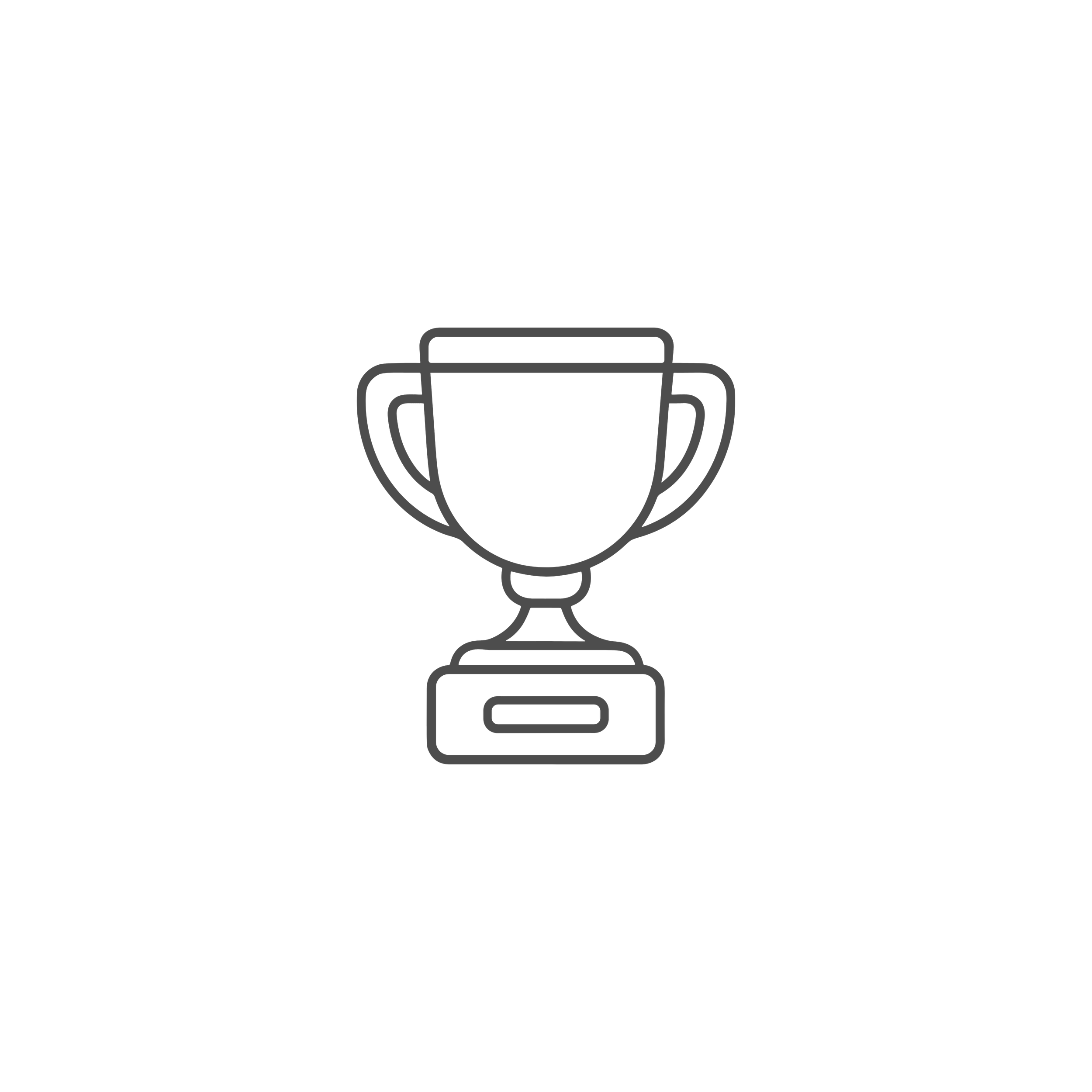 Outline of a trophy or award with handles on each side, on a stand.