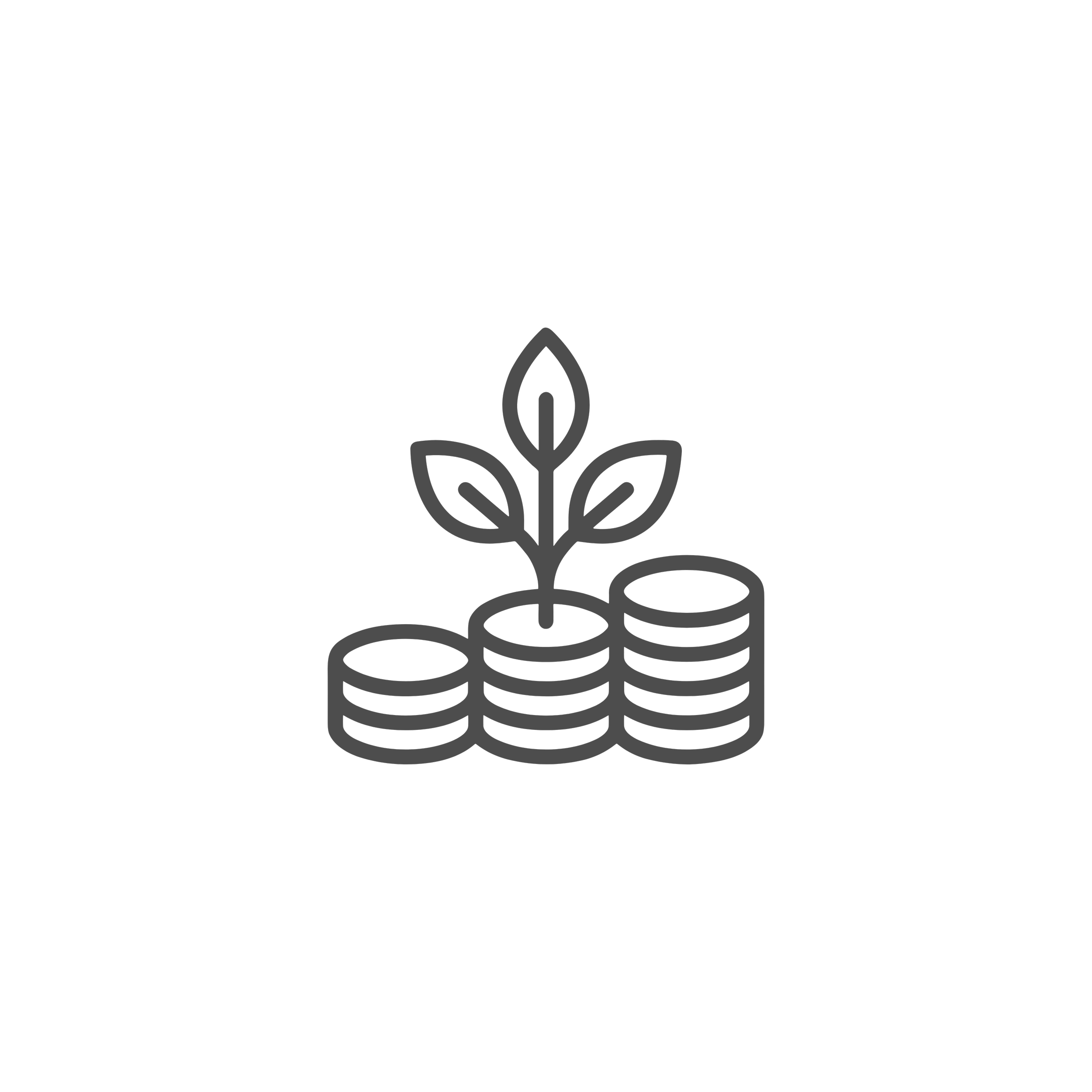 Simple line drawing of a sprouting plant with leaves.