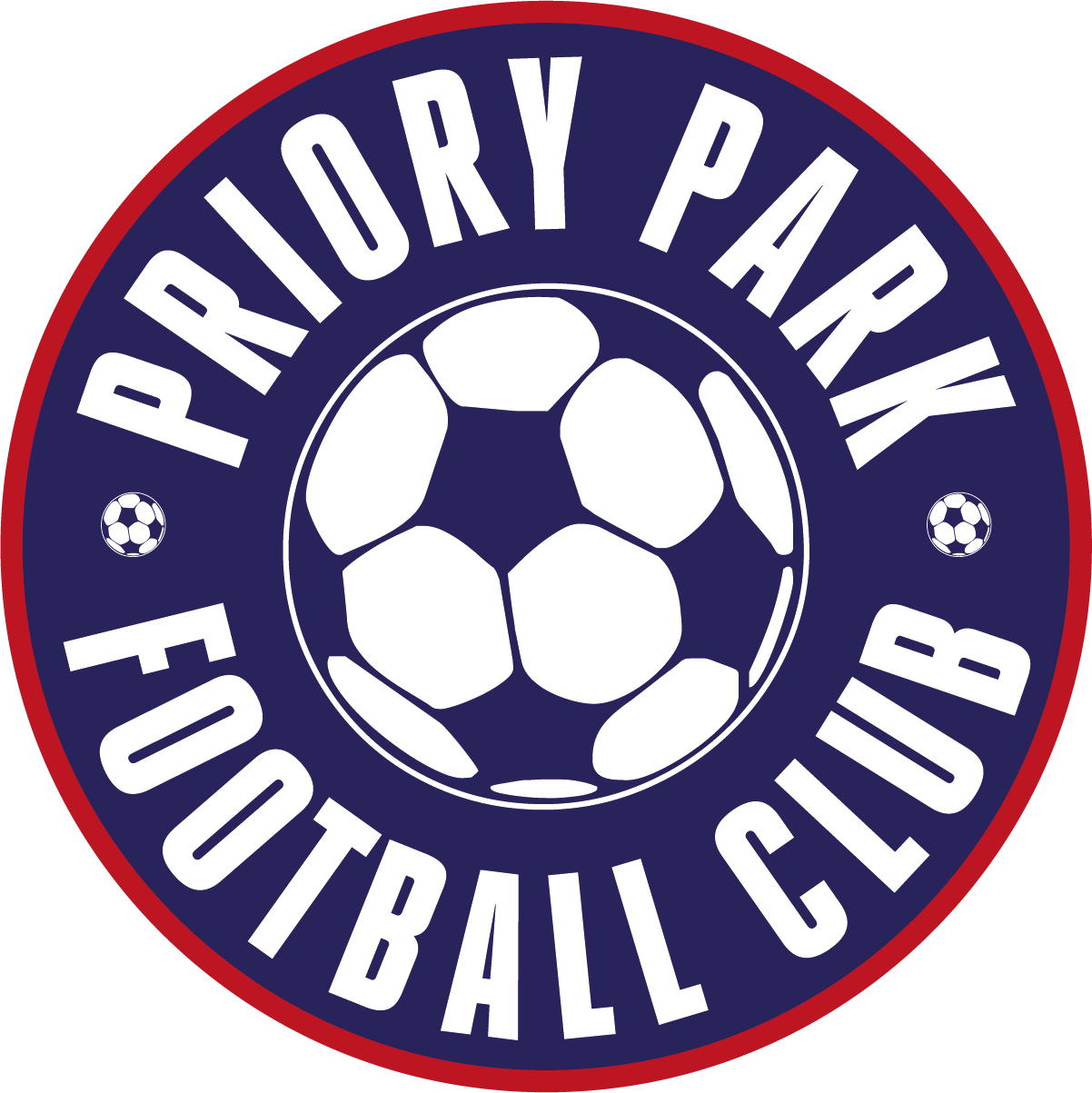 Logo for Priority Park Football Club featuring a soccer ball and text in a circular design.
