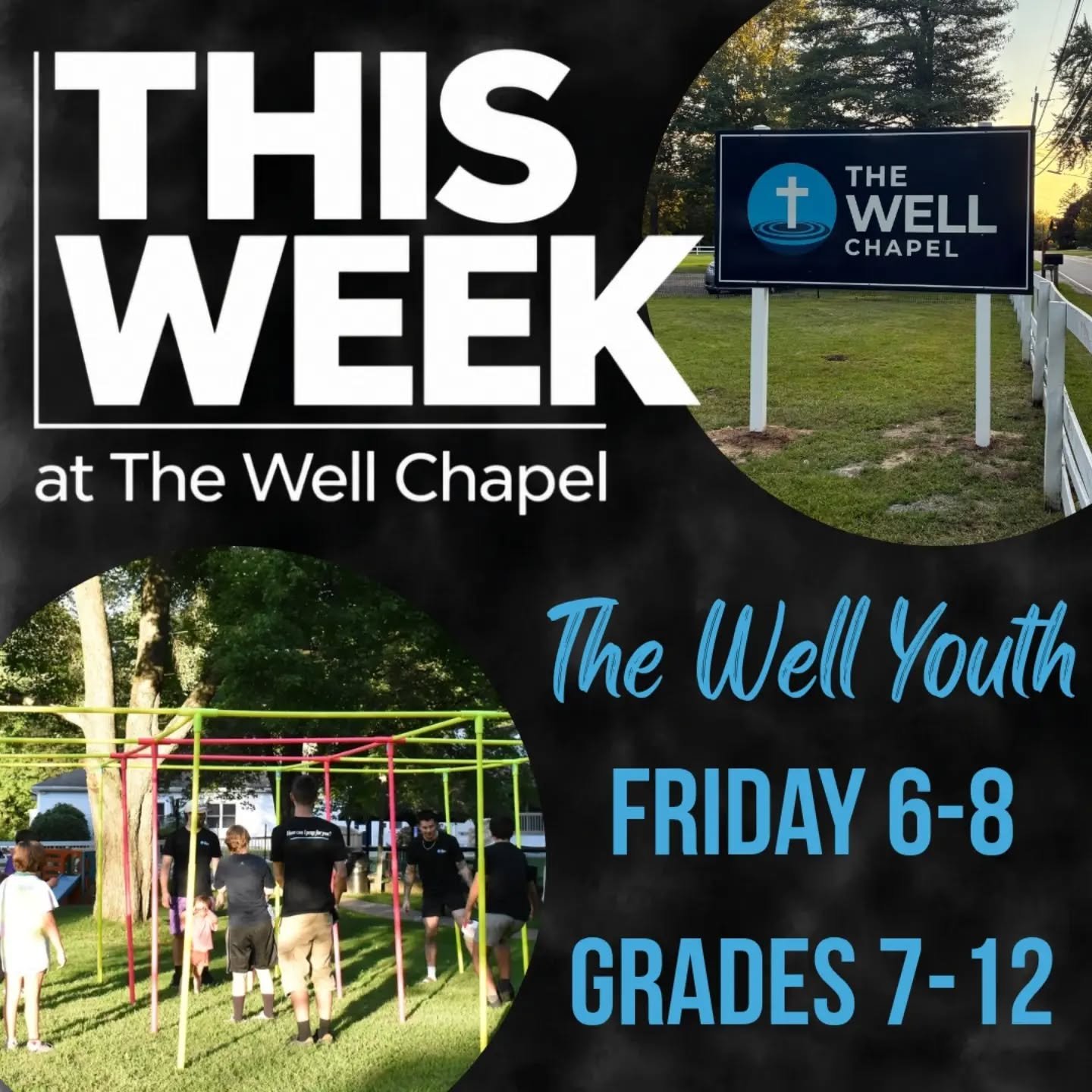 This week at The Well Chapel we have had to cancel our Fall Family Festival, but The Well Youth will still meet from 6-8 tomorrow night! Grades 7-12 are welcome to join us.