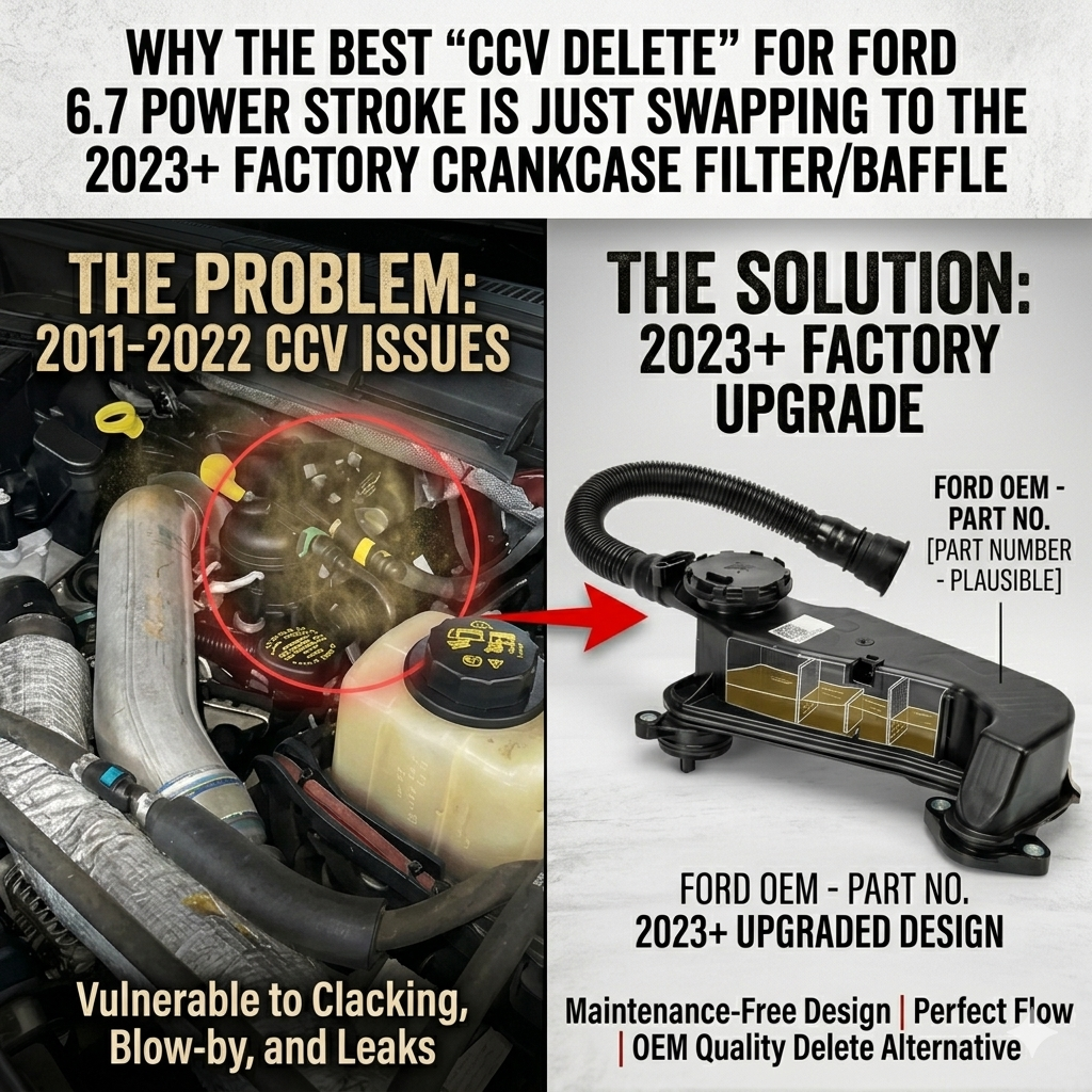 Why the Best “CCV Delete” for Ford 6.7 Power Stroke Is Just Swapping to the 2023+ Factory Crankcase Filter/Baffle