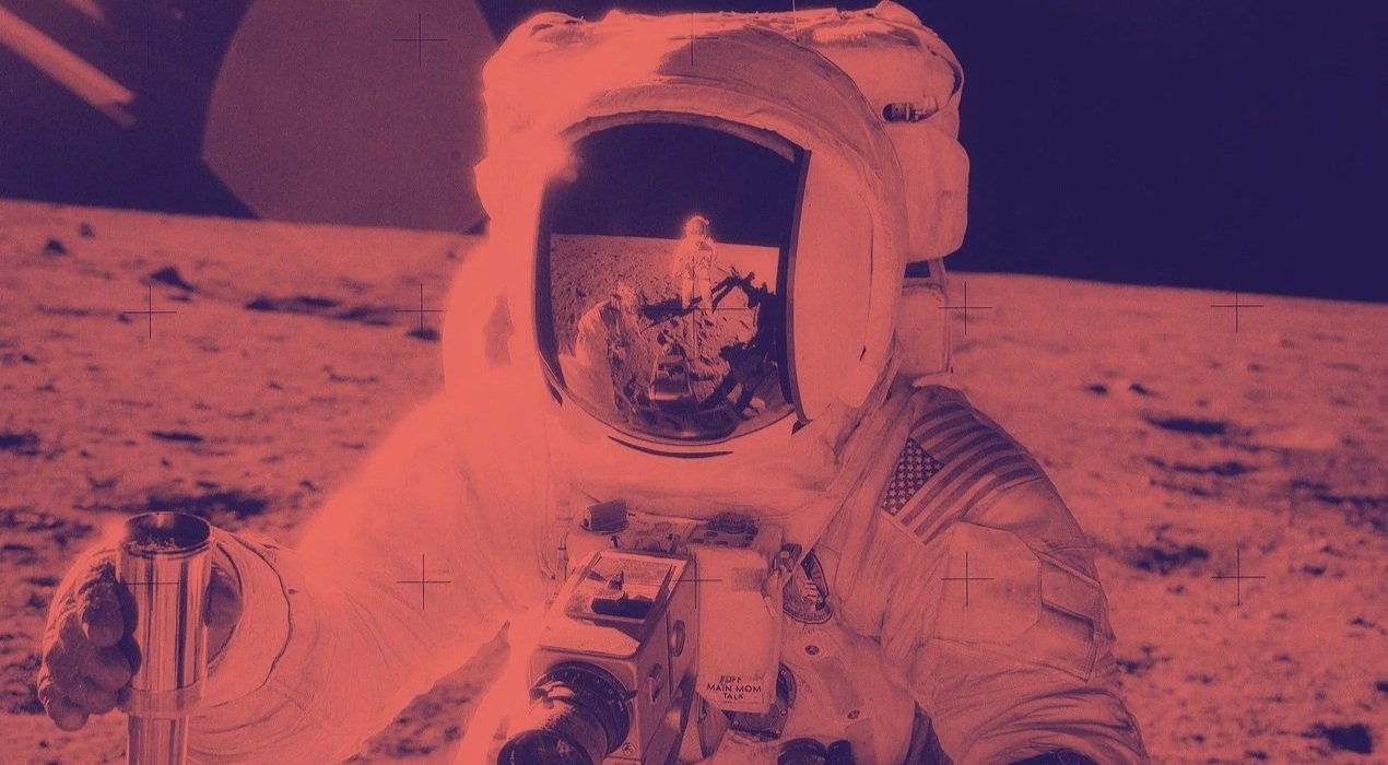 An astronaut on the moon