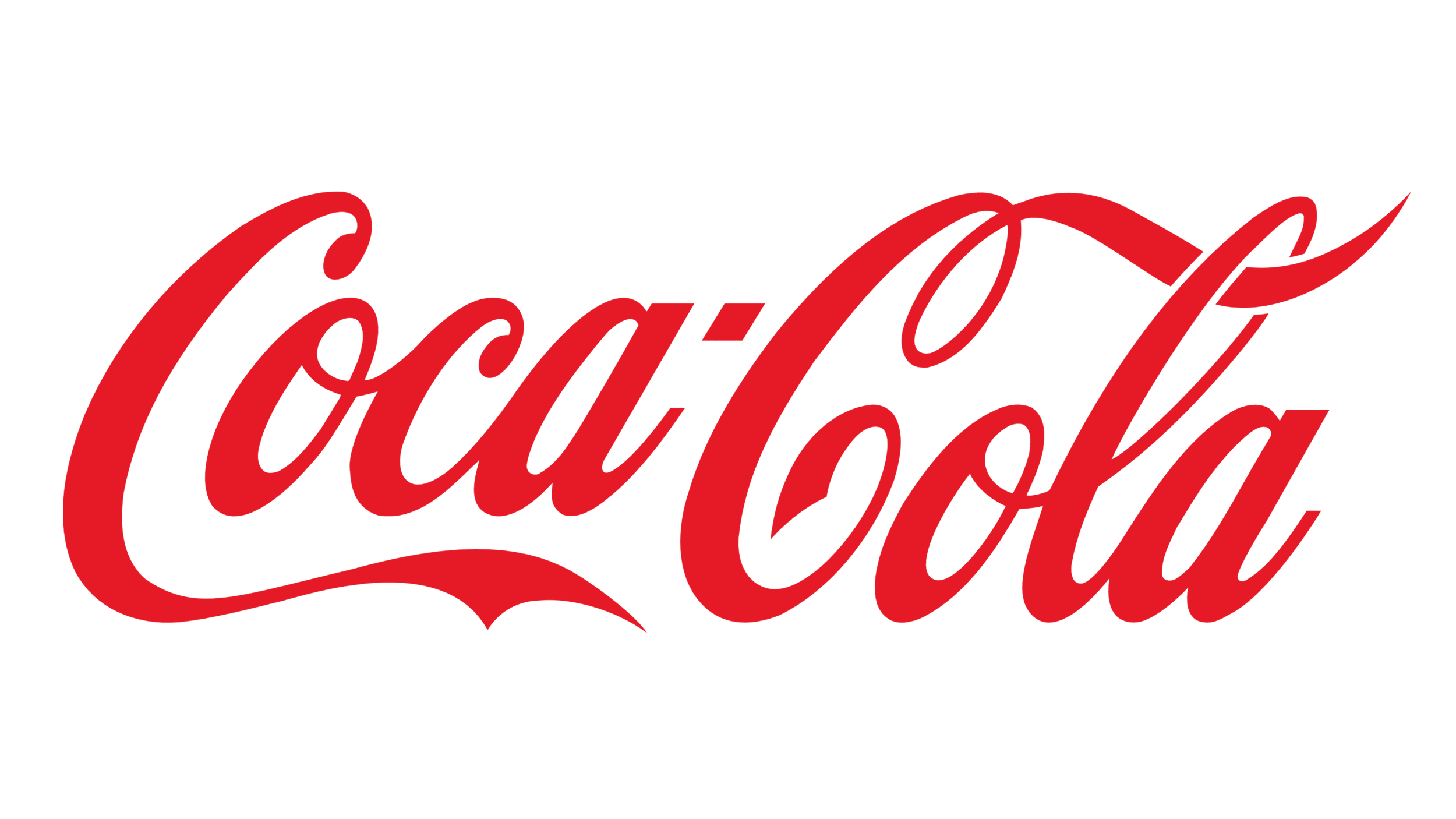 Coca-Cola logo in red cursive script on a black background.