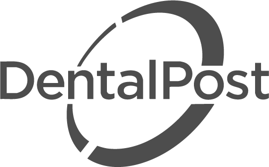 Logo for Dental Post with a stylized circular tooth and text